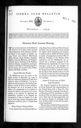 Sierra Club Bulletin 1939 Vol 24 No 5 October cover